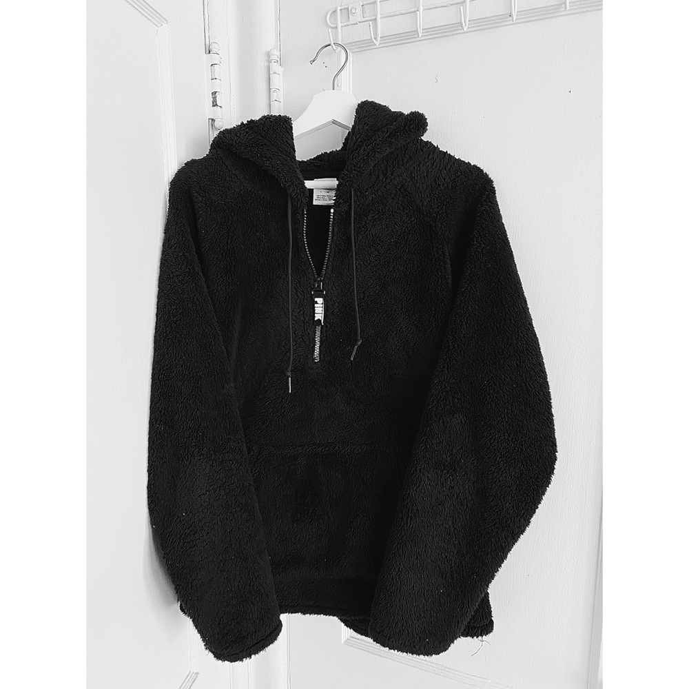 VS PINK Teddy Half Zip Pullover